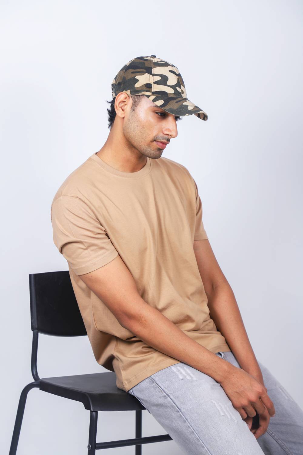 BLAKENTO Solid Men Round Neck Beige T-Shirt