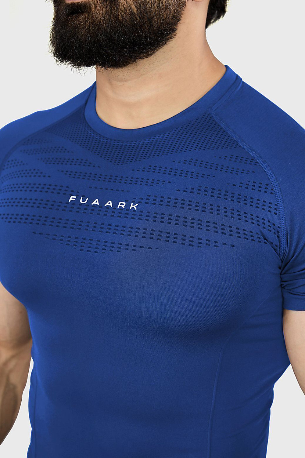 Image of FuaarK Solid Men Round Neck Blue T-Shirt