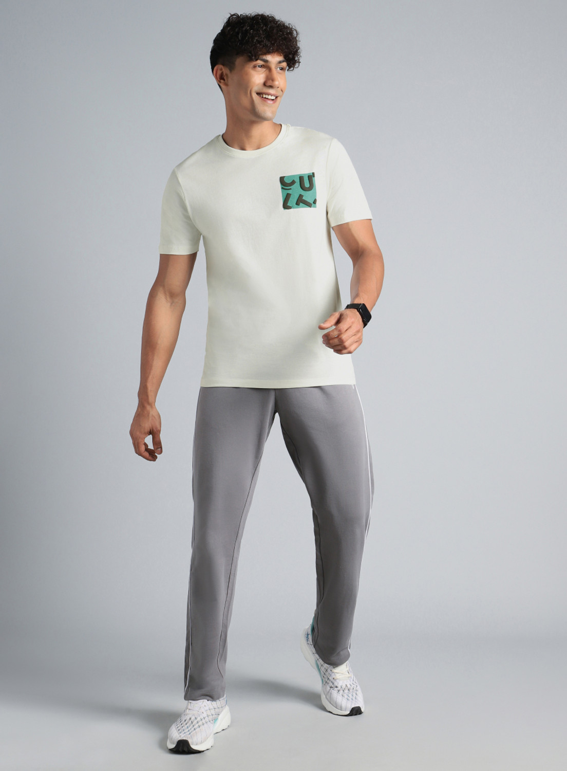 Image of Cult Printed Men Round Neck White T-Shirt