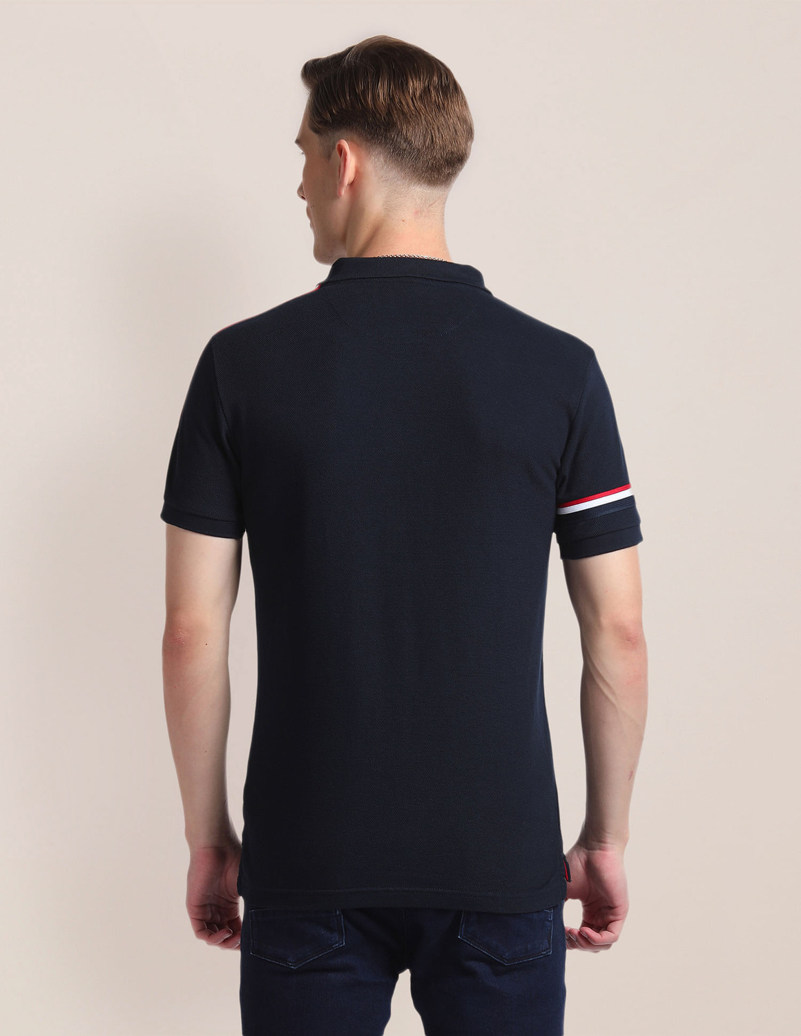 Image of U.S. POLO ASSN. Solid Men Polo Neck Blue T-Shirt