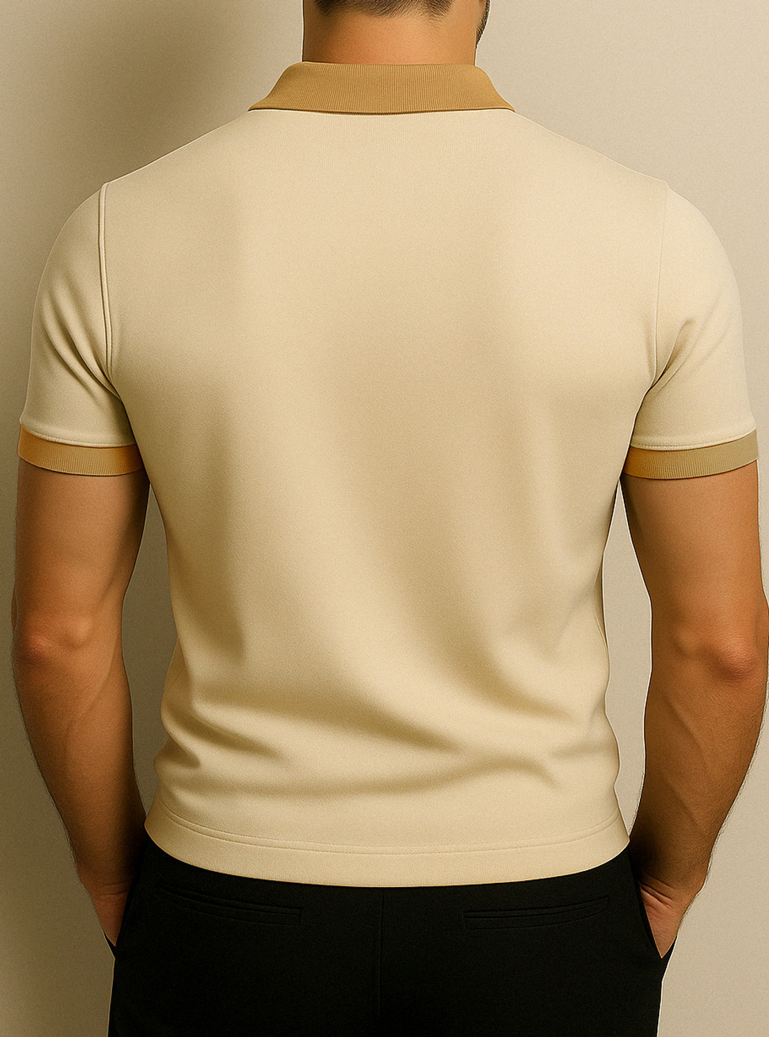 Image of Try This Colorblock Men Zip Neck Dark Green, White T-Shirt