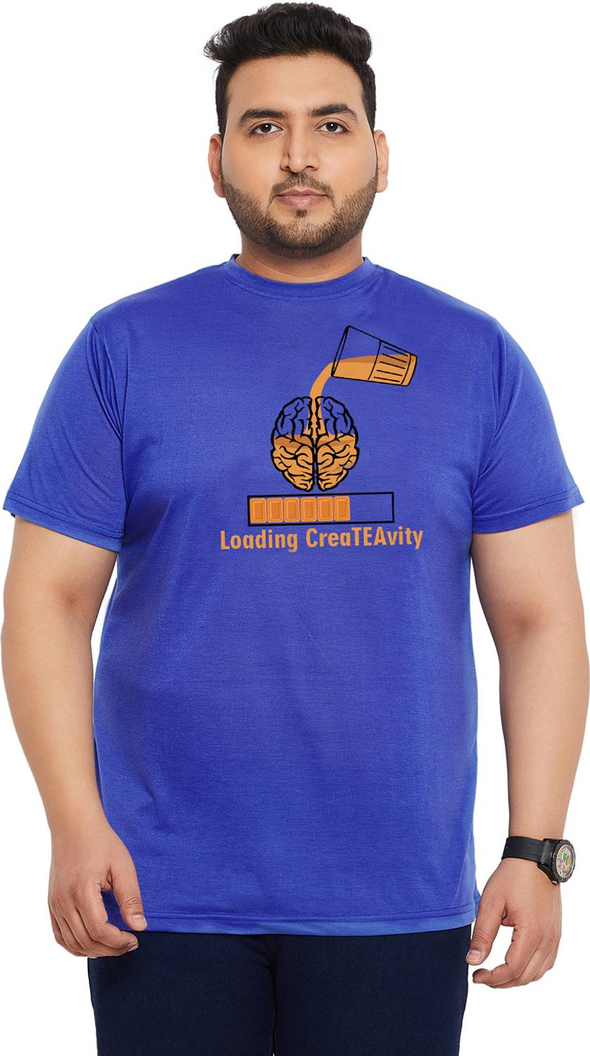 bigbanana Printed, Typography Men Round Neck Blue T-Shirt