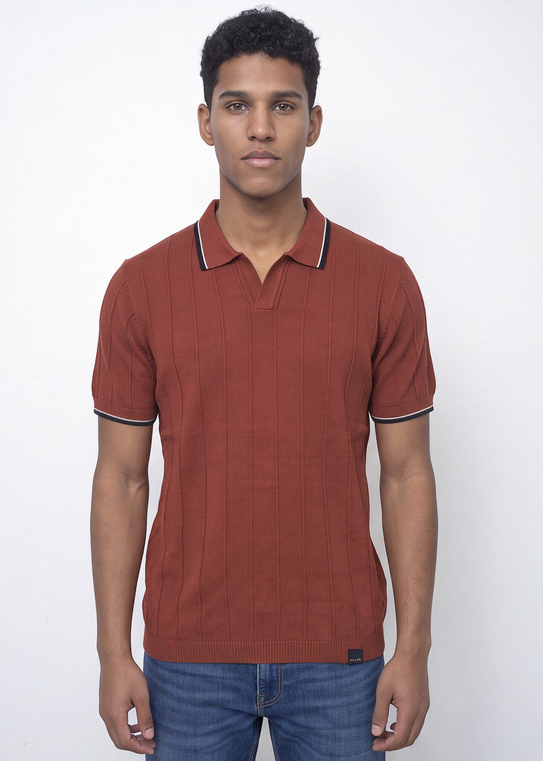 Image of KILLER Solid Men Polo Neck Red T-Shirt