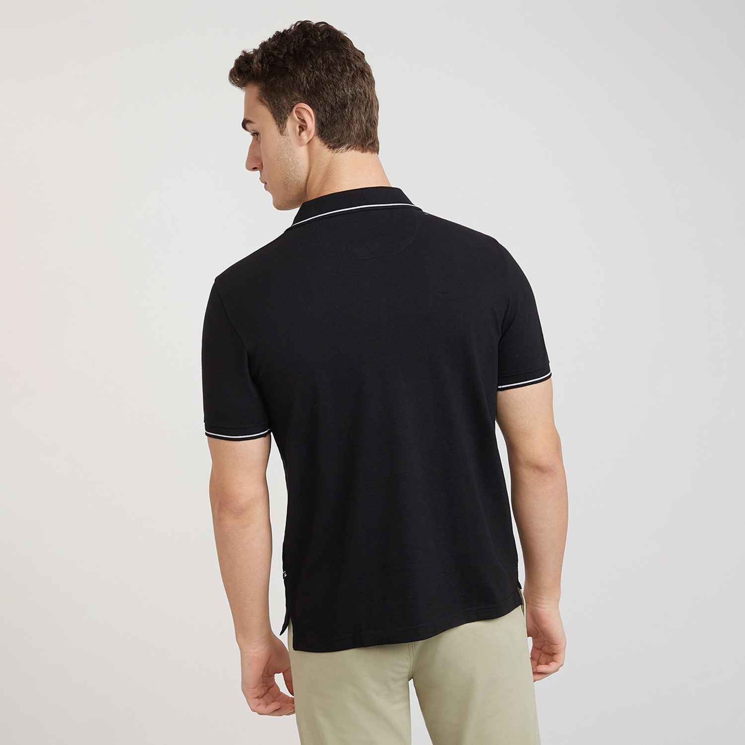 Image of PARX Solid Men Polo Neck Black T-Shirt