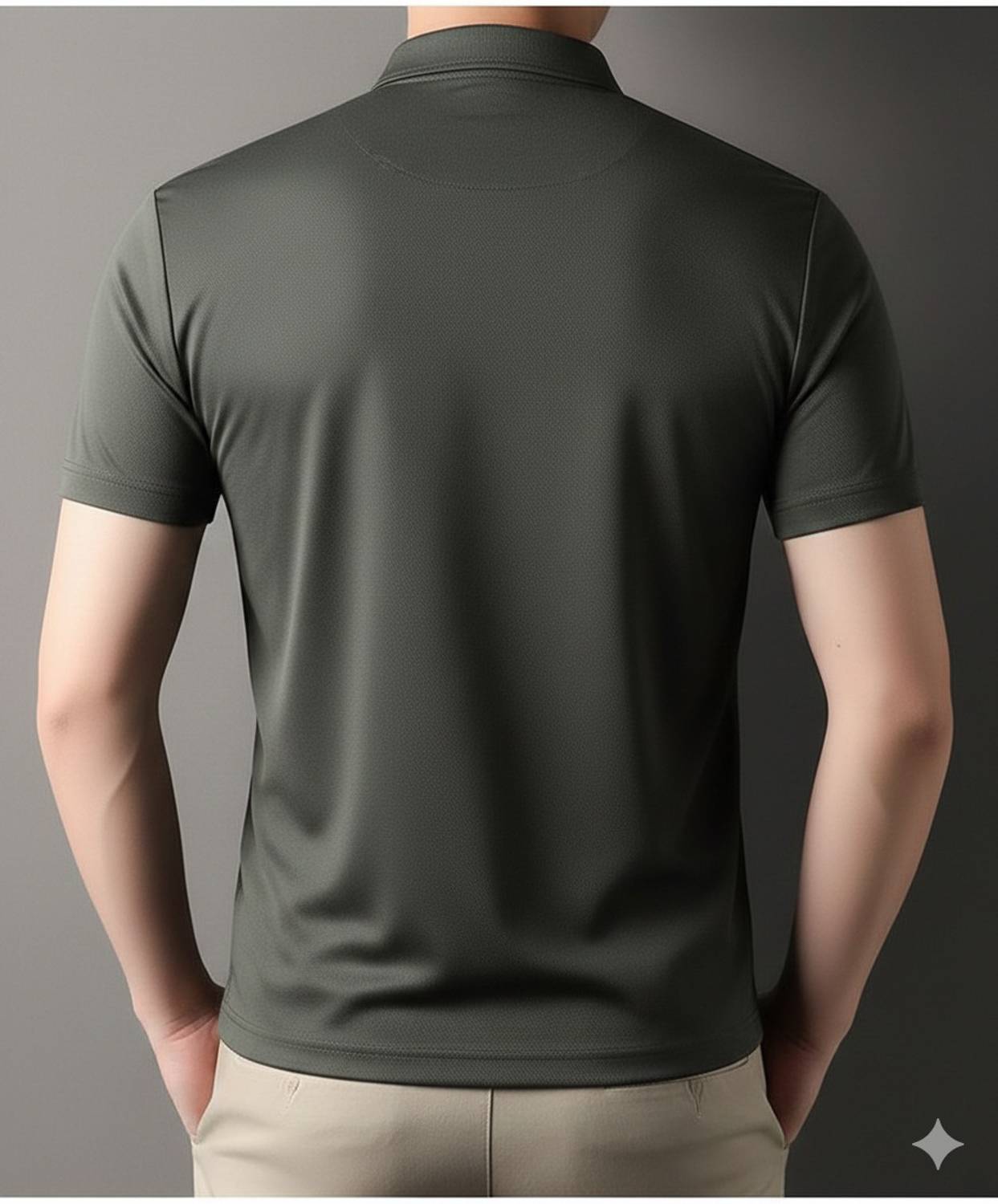 GLANZY Dark Green Polo Neck T-Shirt - Image 3