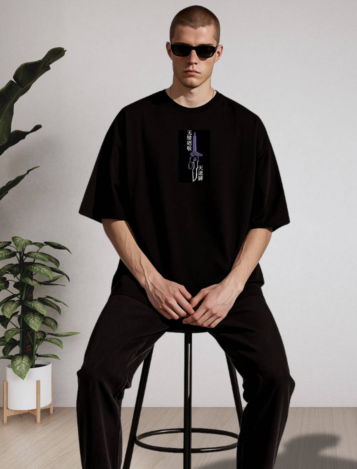 the rich state Men Round Neck Black Graphic Print T-Shirt - Image 5