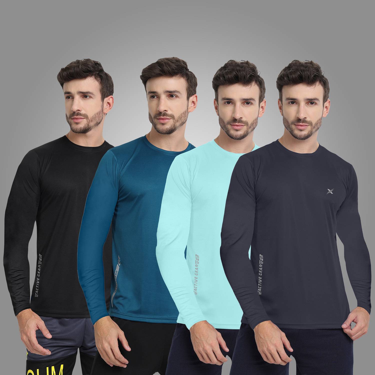 FTX Pack of 4 Men Solid Round Neck Polyester Multicolor T-Shirt