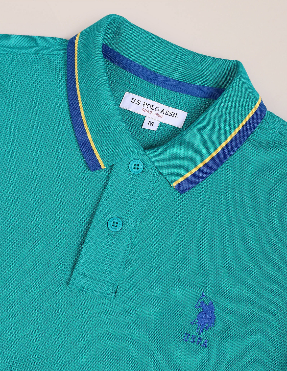 Image of U.S. POLO ASSN. Solid Men Polo Neck Green T-Shirt