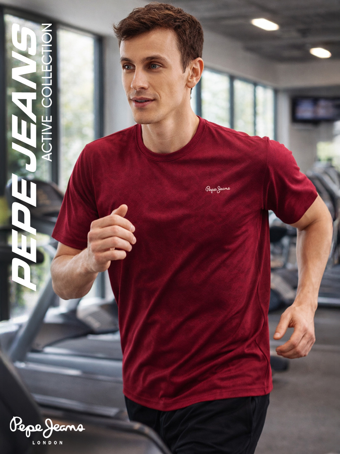 Image of Pepe Jeans Solid Men Round Neck Maroon T-Shirt