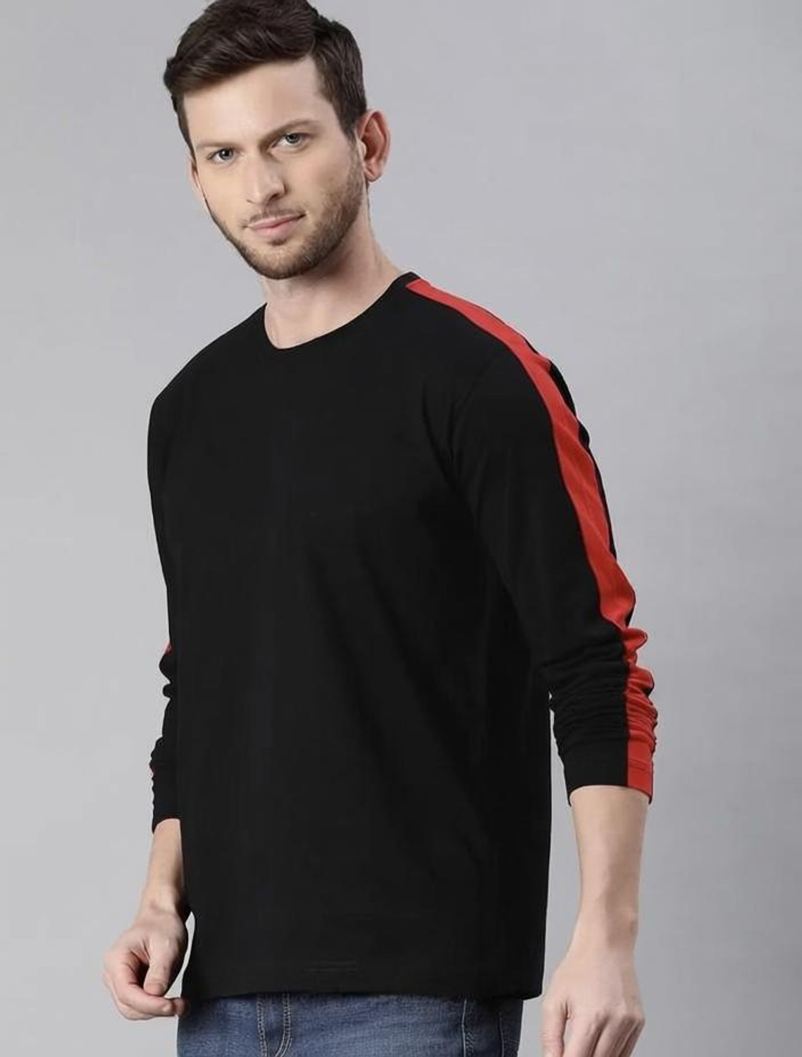 Image of Smart Colors Colorblock Men Round Neck Black T-Shirt