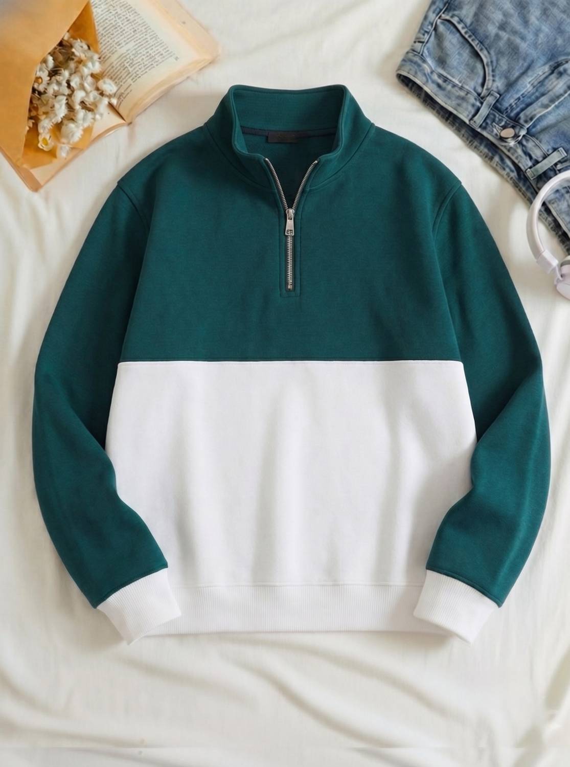 Try Colorblock Men Polo Neck T-Shirt, Dark Green - Image 1