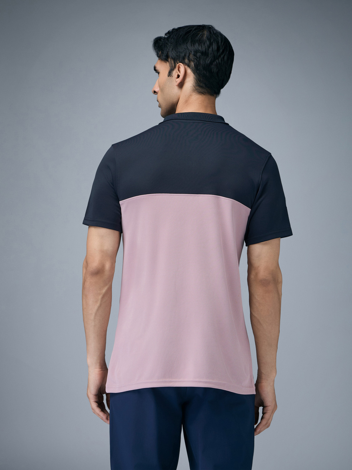 Image of TECHNOSPORT Colorblock Men Polo Neck Pink T-Shirt