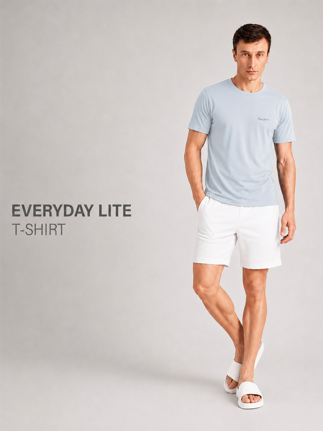 Image of Pepe Jeans Solid Men Round Neck Blue T-Shirt