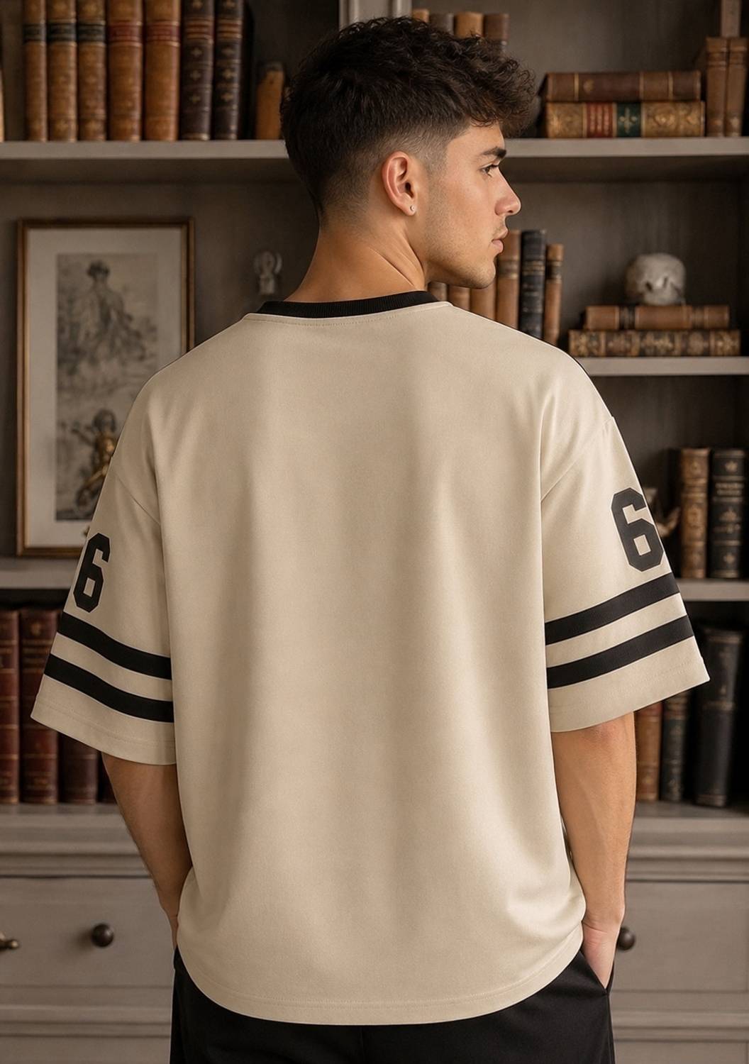 Bounce Back Apparels Men Beige Black T-Shirt - Image 2