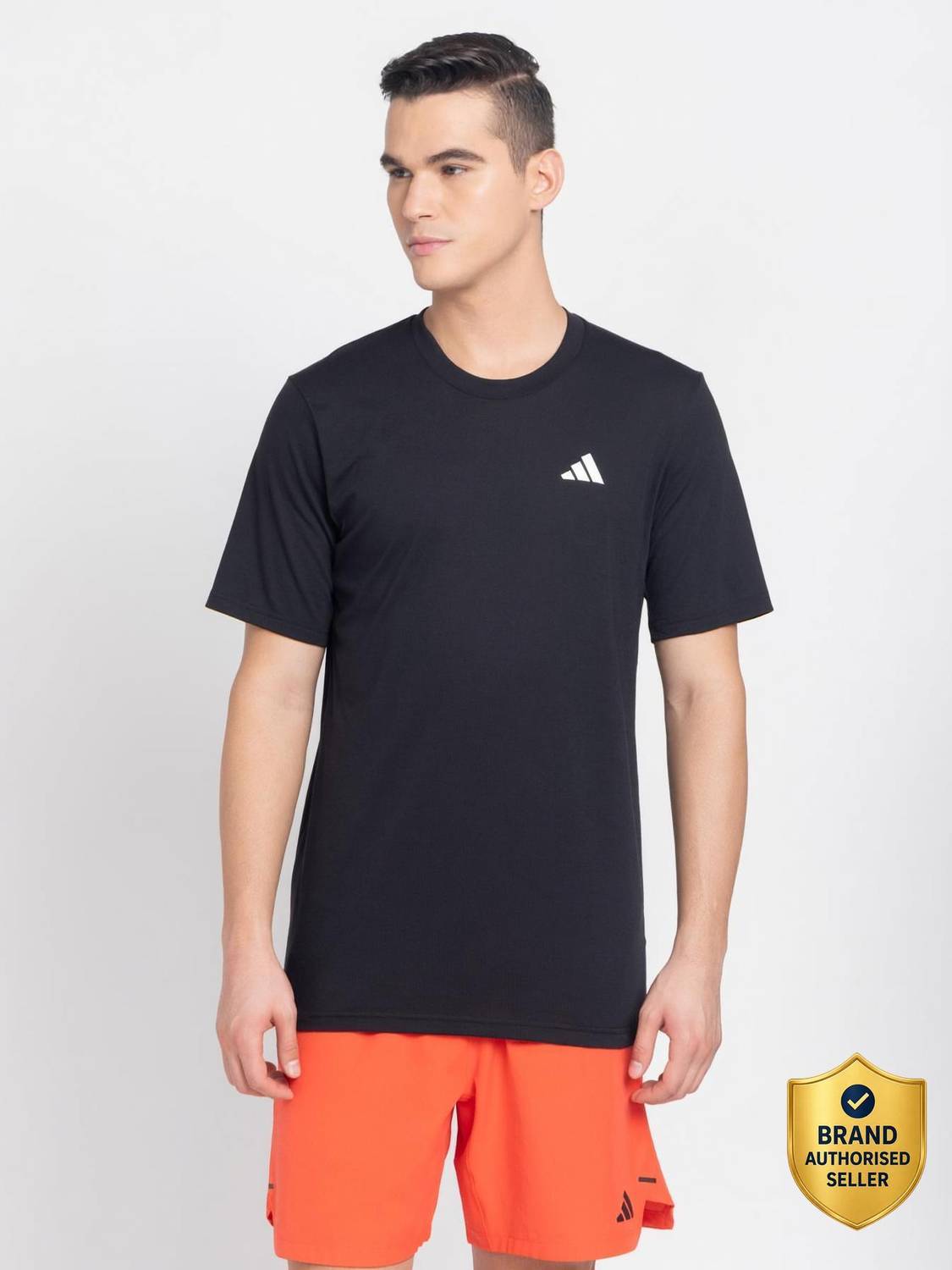 ADIDAS Solid Men Round Neck Black T-Shirt