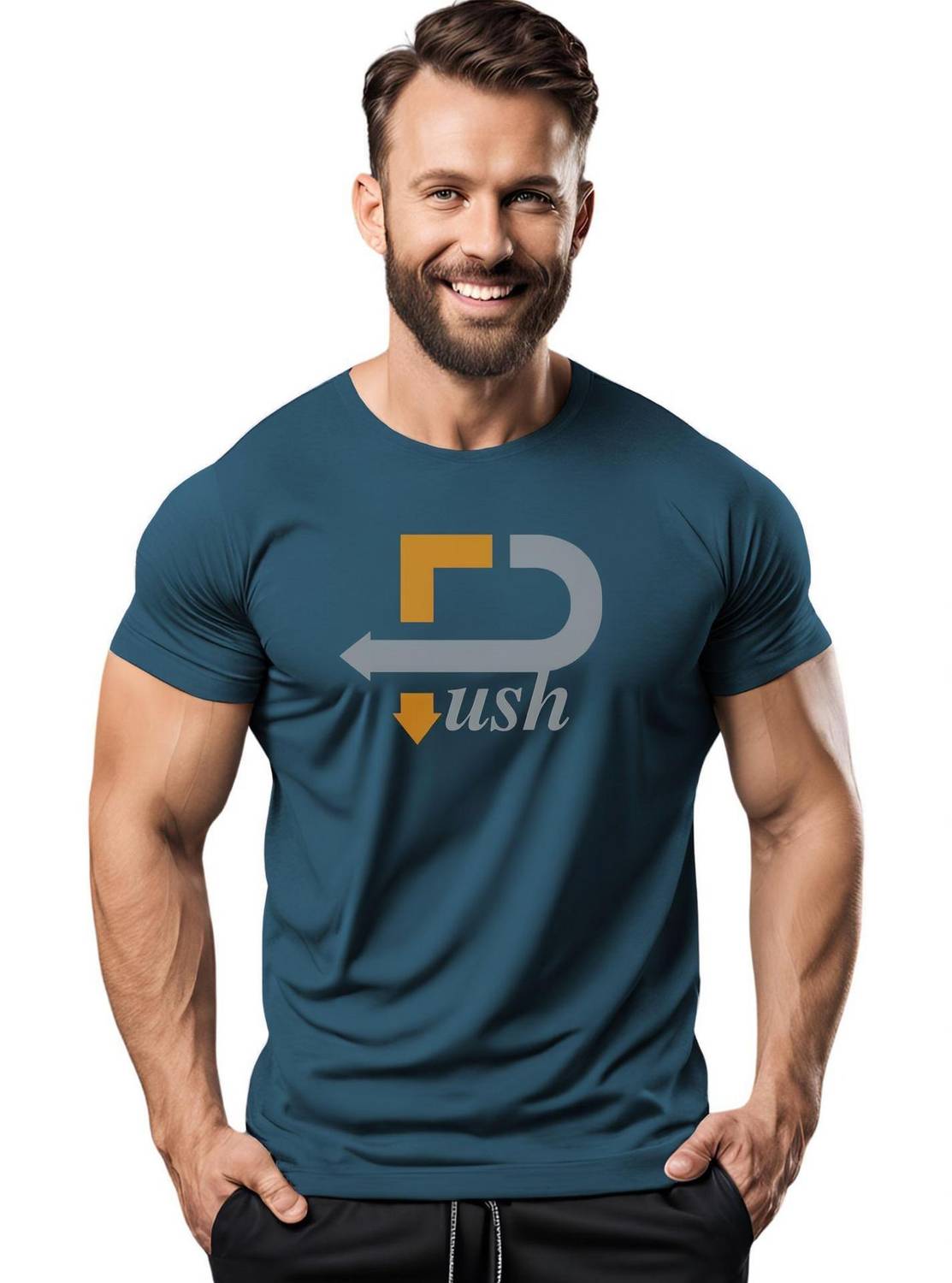 3colors Printed Men Round Neck Blue T-Shirt