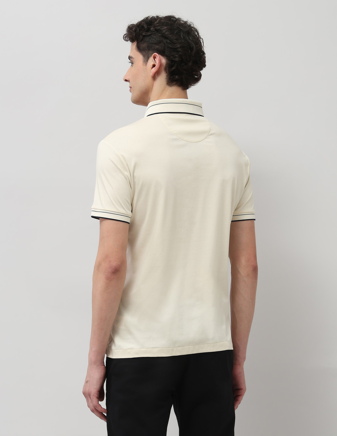 Image of U.S. POLO ASSN. Solid Men Polo Neck Beige T-Shirt