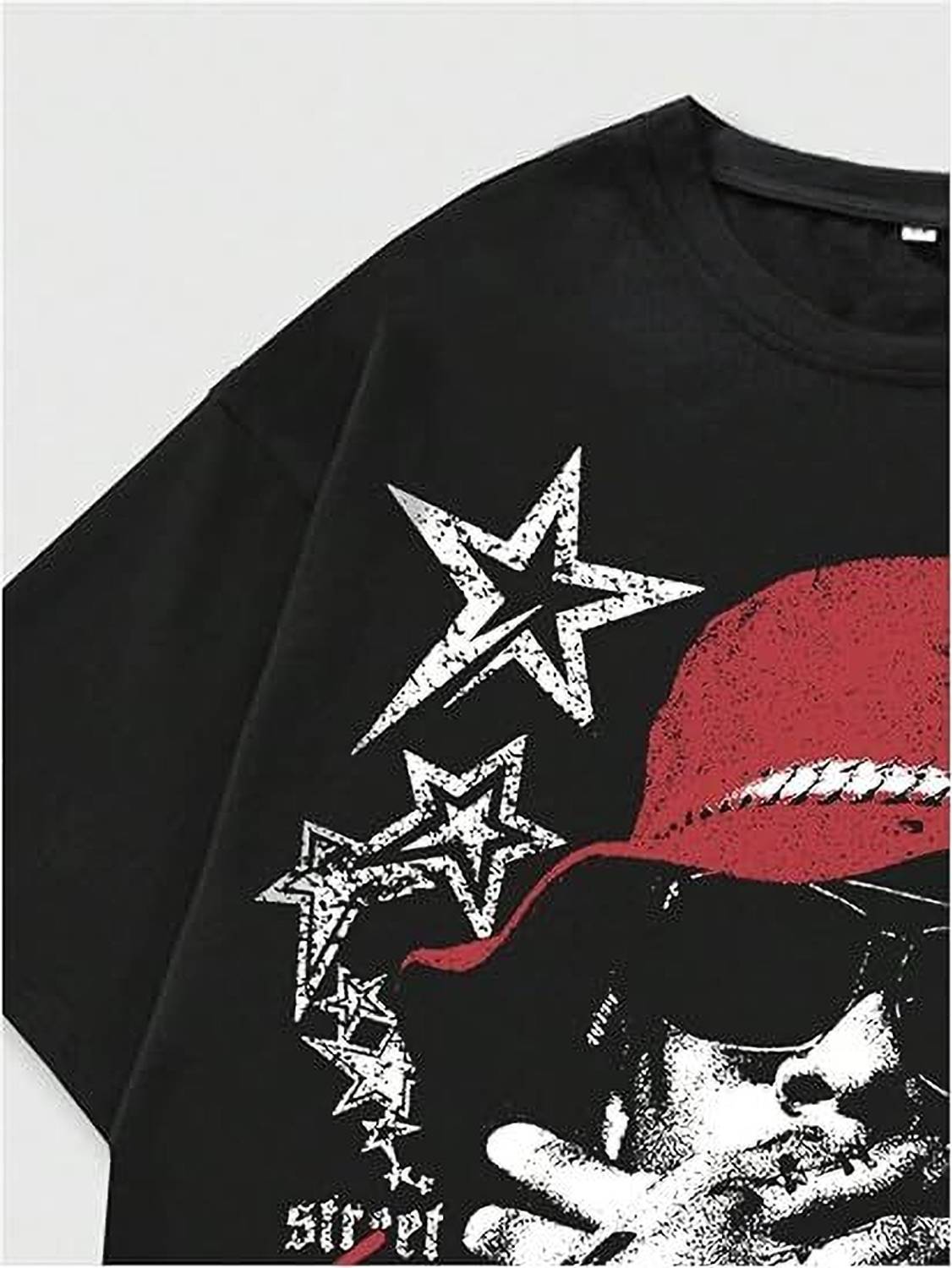 annnackel Black Graphic Print Men Round Neck T-Shirt - Image 2