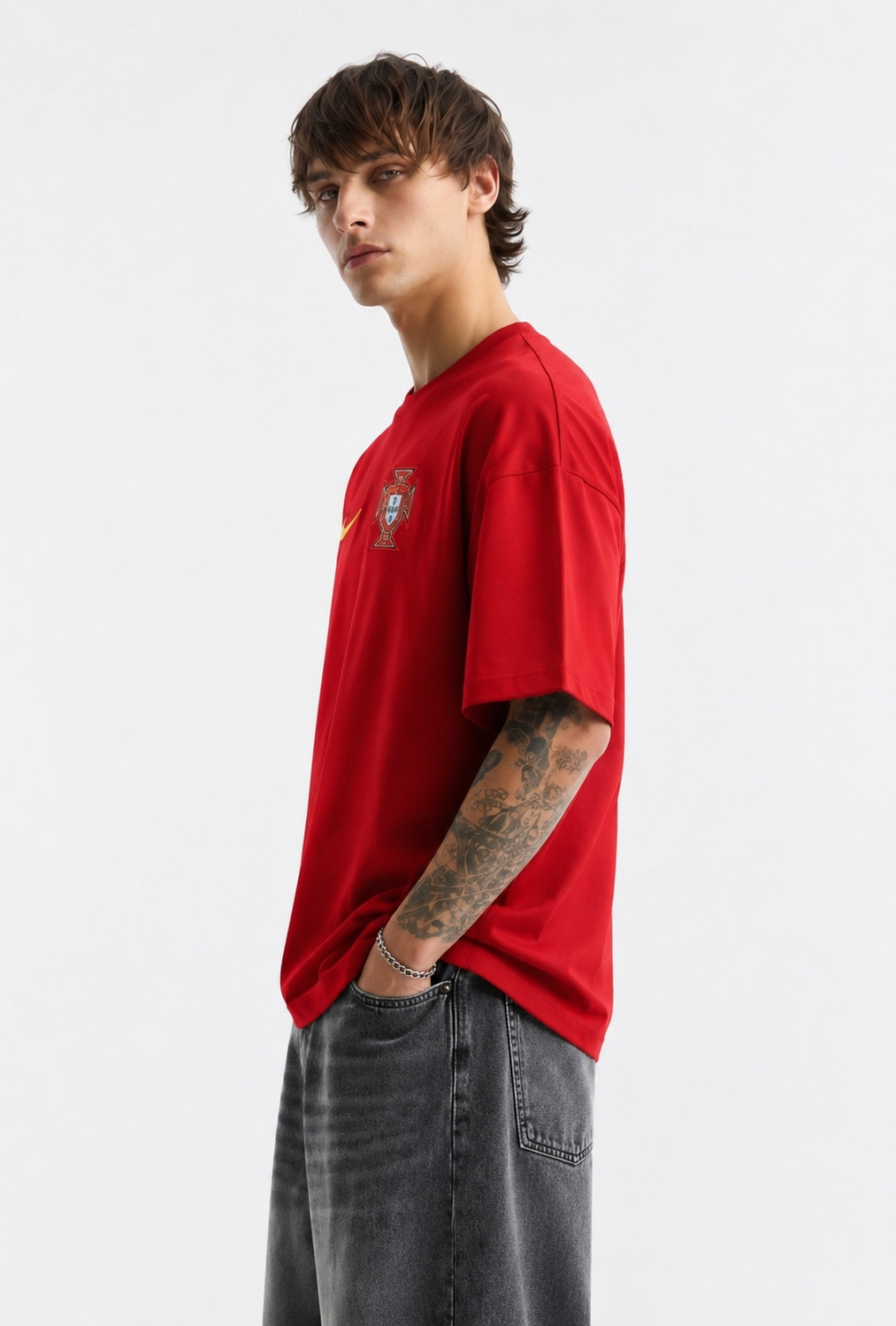 Image of tru Printed Men Round Neck Red T-Shirt
