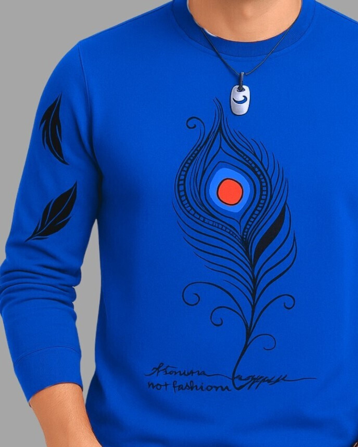 Image of Ticoss Printed Men Round Neck Navy Blue, Dark Blue T-Shirt