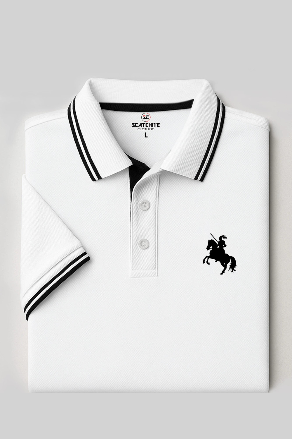 Image of SCATCHITE Solid Men Polo Neck White T-Shirt