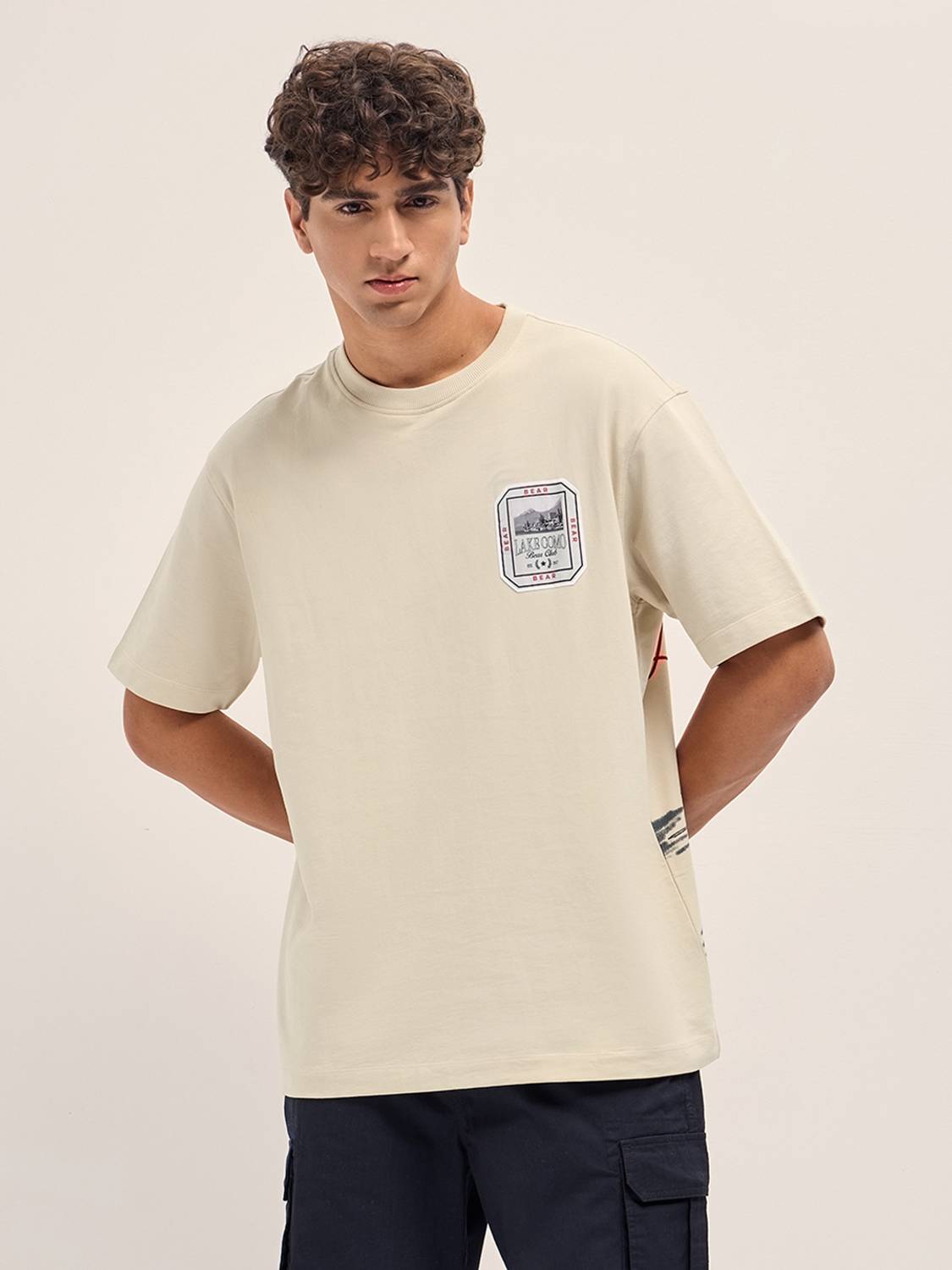 THE BEAR HOUSE Printed Men Crew Neck Beige T-Shirt - Buy THE BEAR
