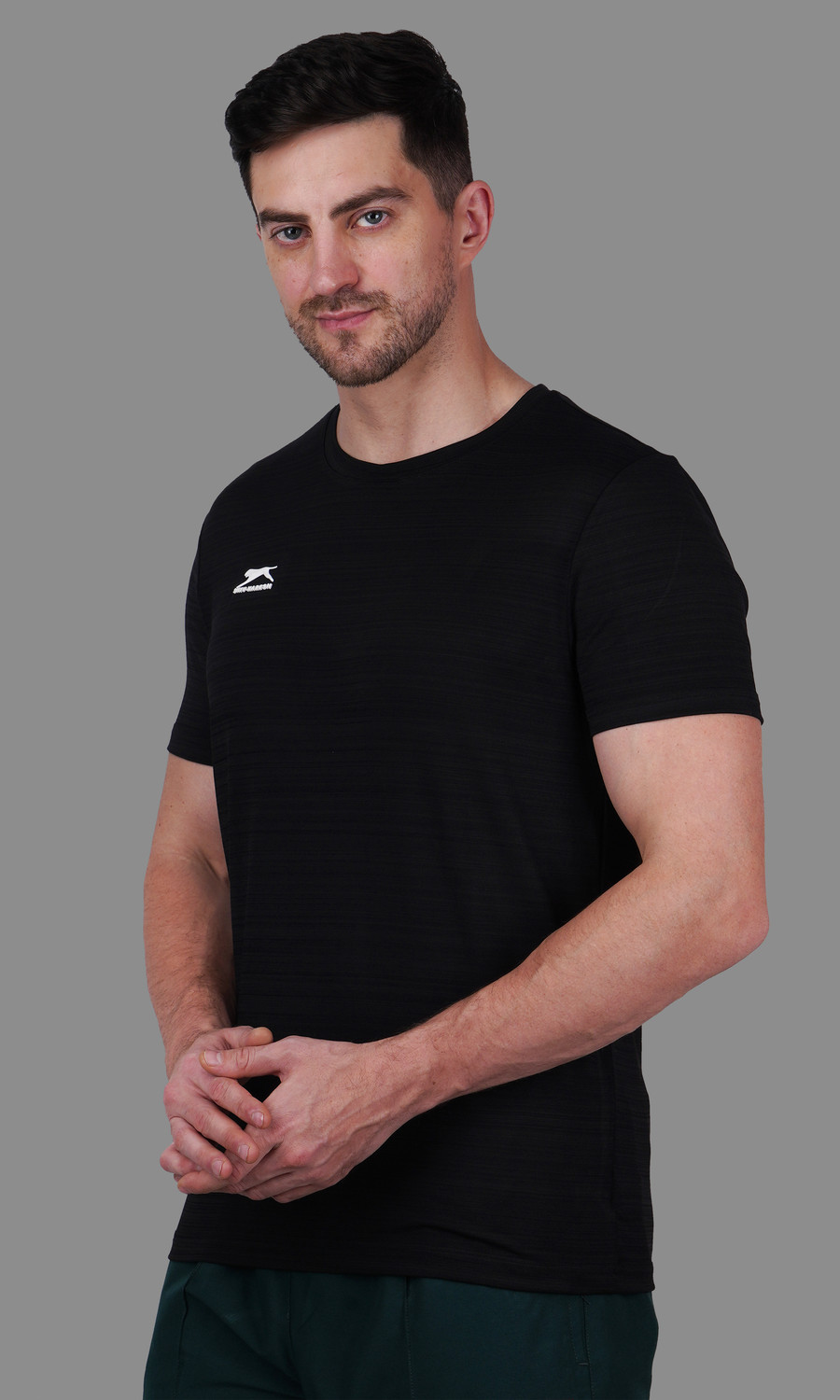 Image of Shiv Naresh Solid Men Round Neck Black T-Shirt
