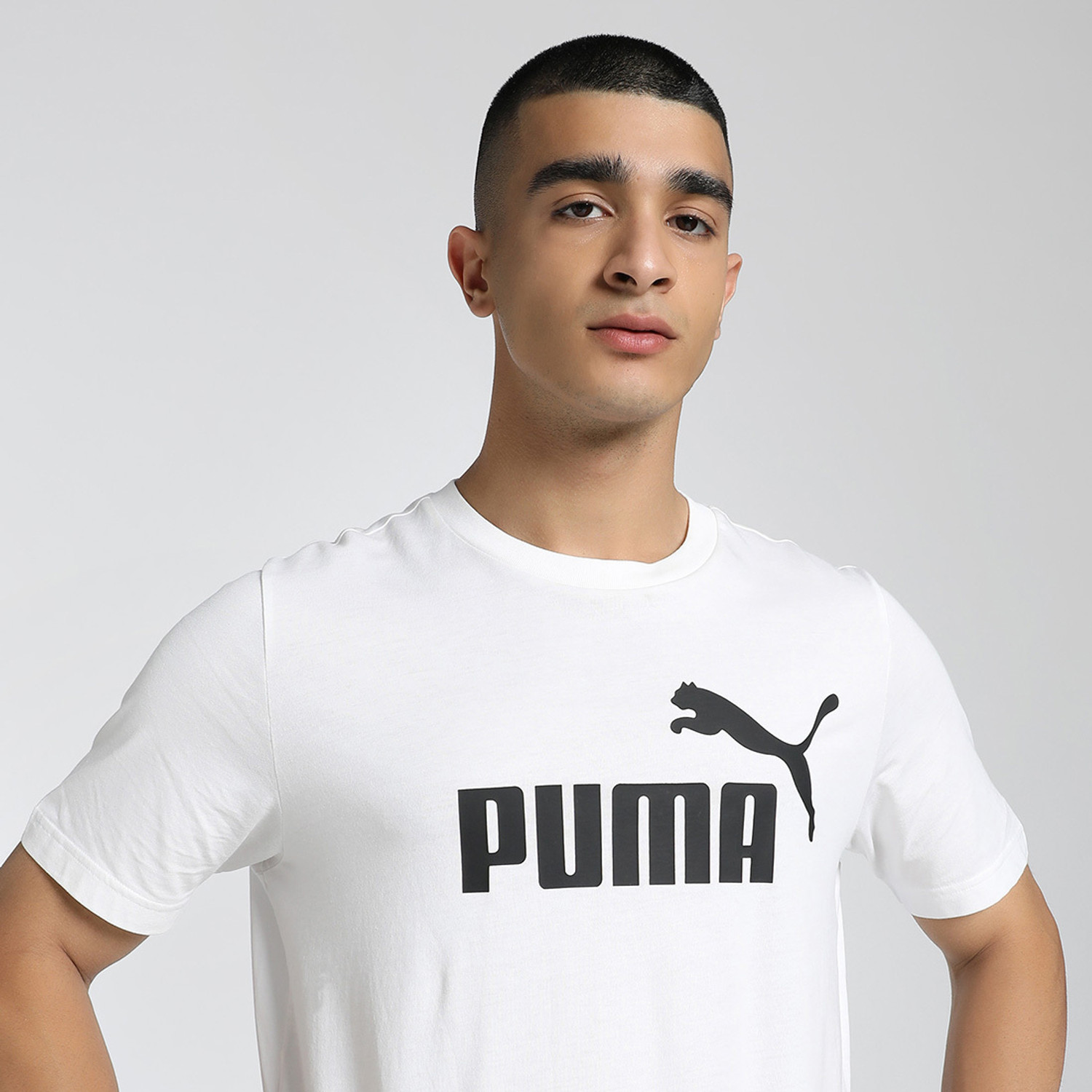 Image of PUMA Printed Men Crew Neck White T-Shirt