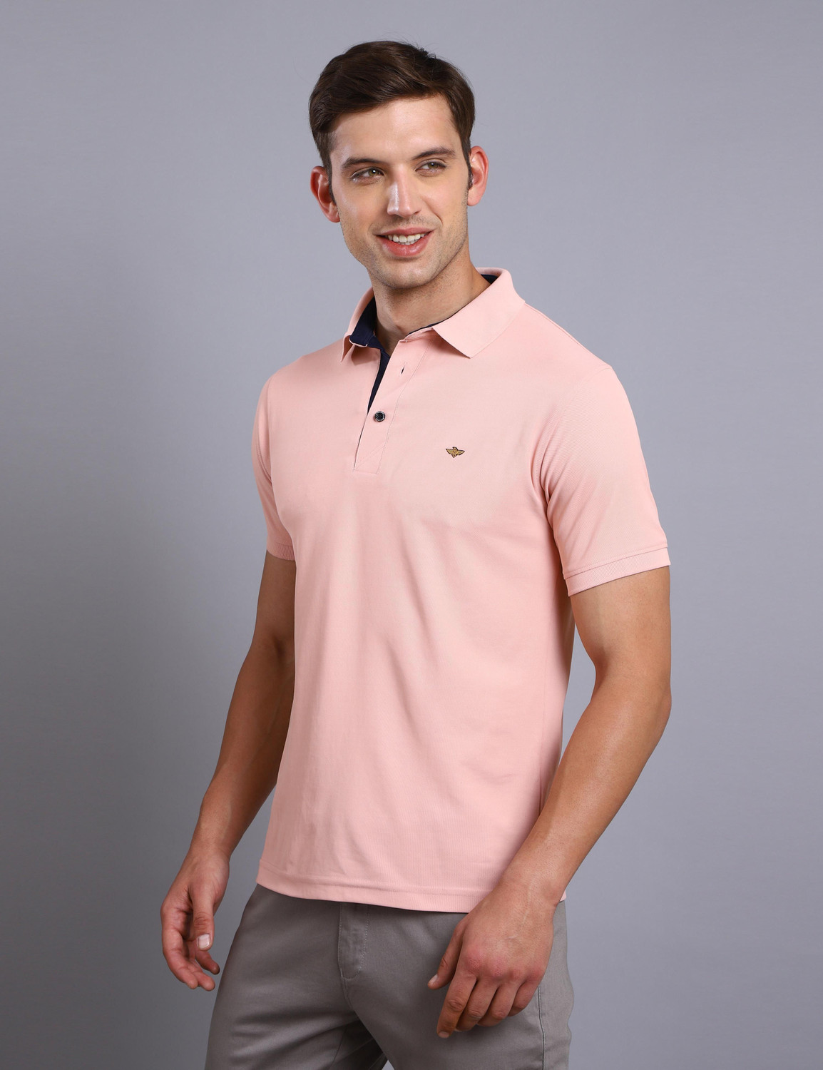 Image of Stellers Solid Men Polo Neck Pink T-Shirt