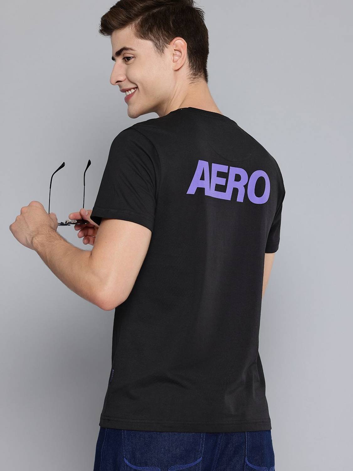 AEROPOSTALE Printed Men Round Neck Black T-Shirt