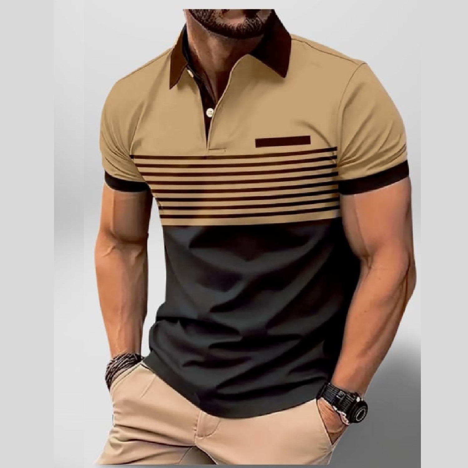 Image of Bliss Bell Solid Men Polo Neck Multicolor T-Shirt