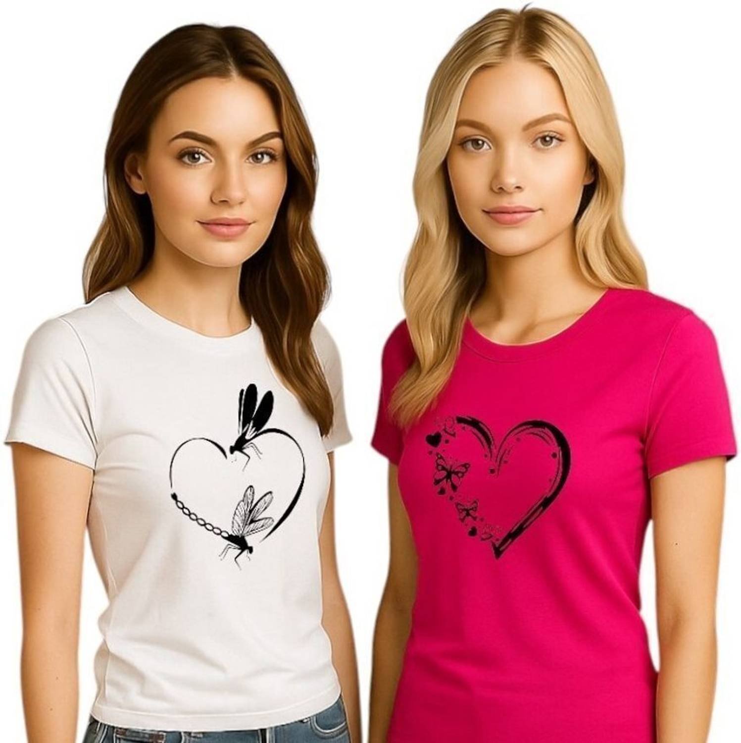 HouseOfCommon Printed Women Round Neck White, Pink T-Shirt