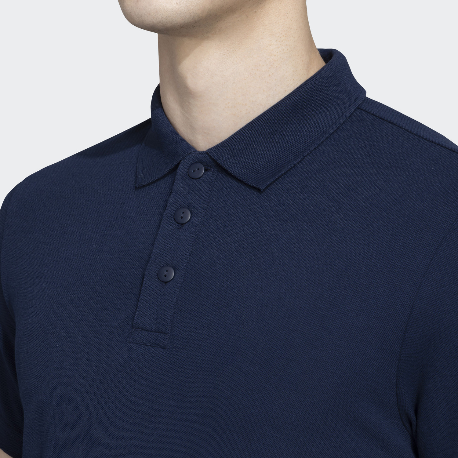 Image of ADIDAS Solid Men Polo Neck Blue T-Shirt