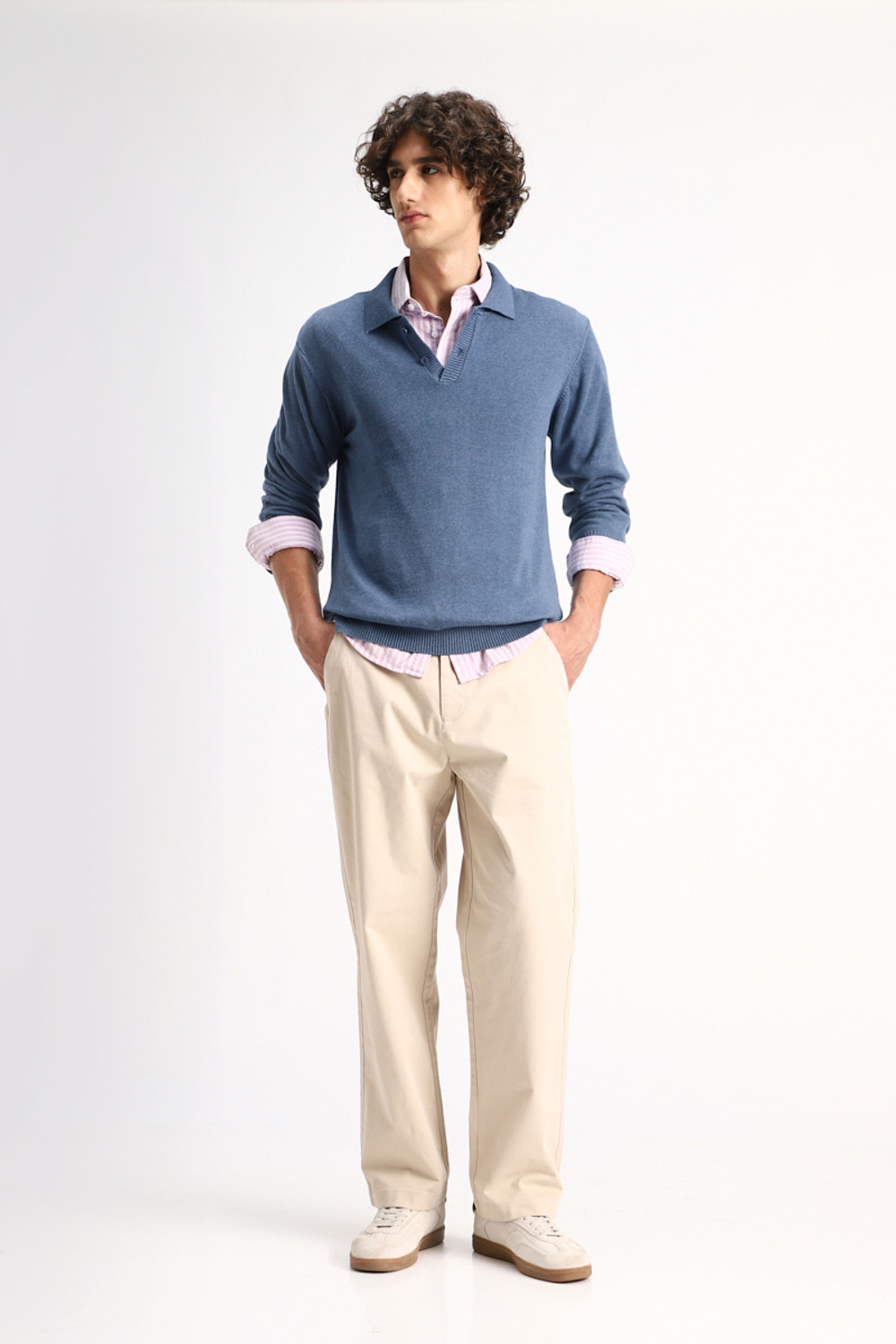 Image of Snitch Solid Men Polo Neck Blue T-Shirt