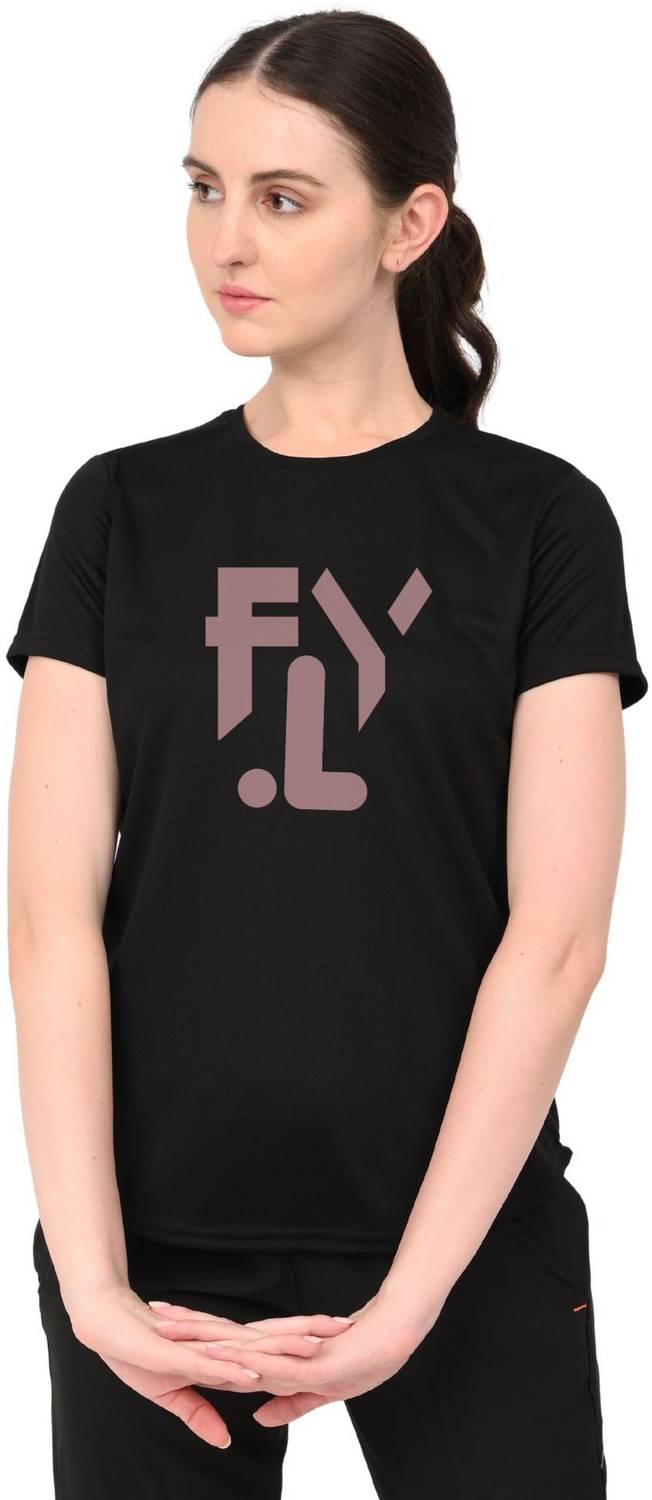 3colors Printed Women Round Neck Black T-Shirt