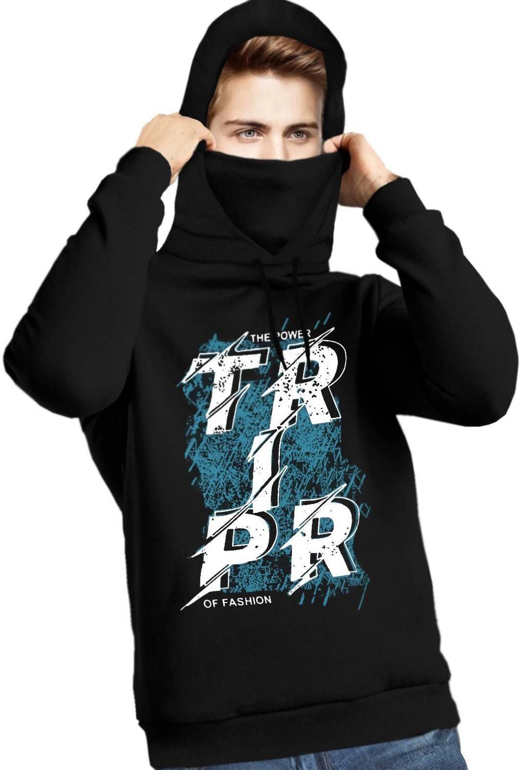 TRIPR Men Printed Round Neck Cotton Blend Black T-Shirt