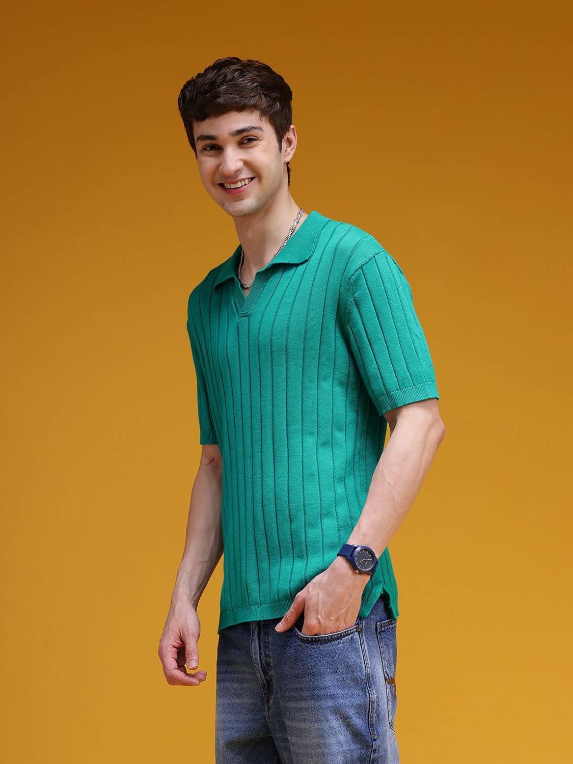 HERE&NOW Green Polo Neck T-Shirt - Image 5