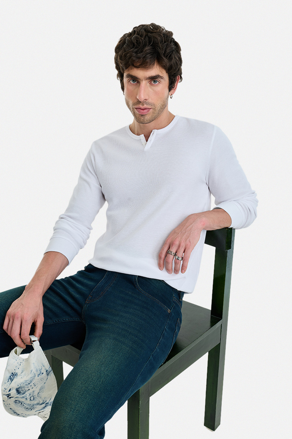 Image of Snitch Solid Men Crew Neck White T-Shirt