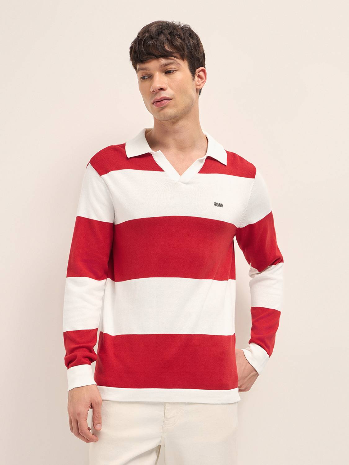 THE BEAR HOUSE Striped Men Polo Neck Multicolor T-Shirt