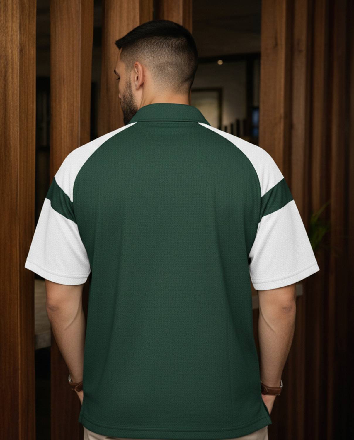 Try Men Zip Neck Green T-Shirt - Image 2
