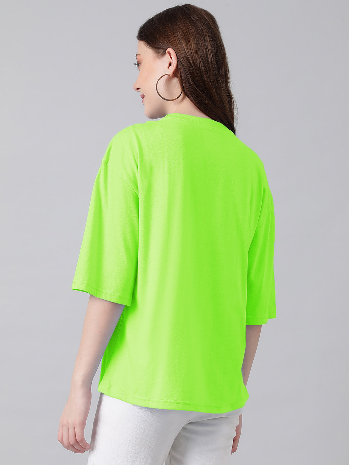 Image of KOTTY Solid Women Round Neck Light Green T-Shirt