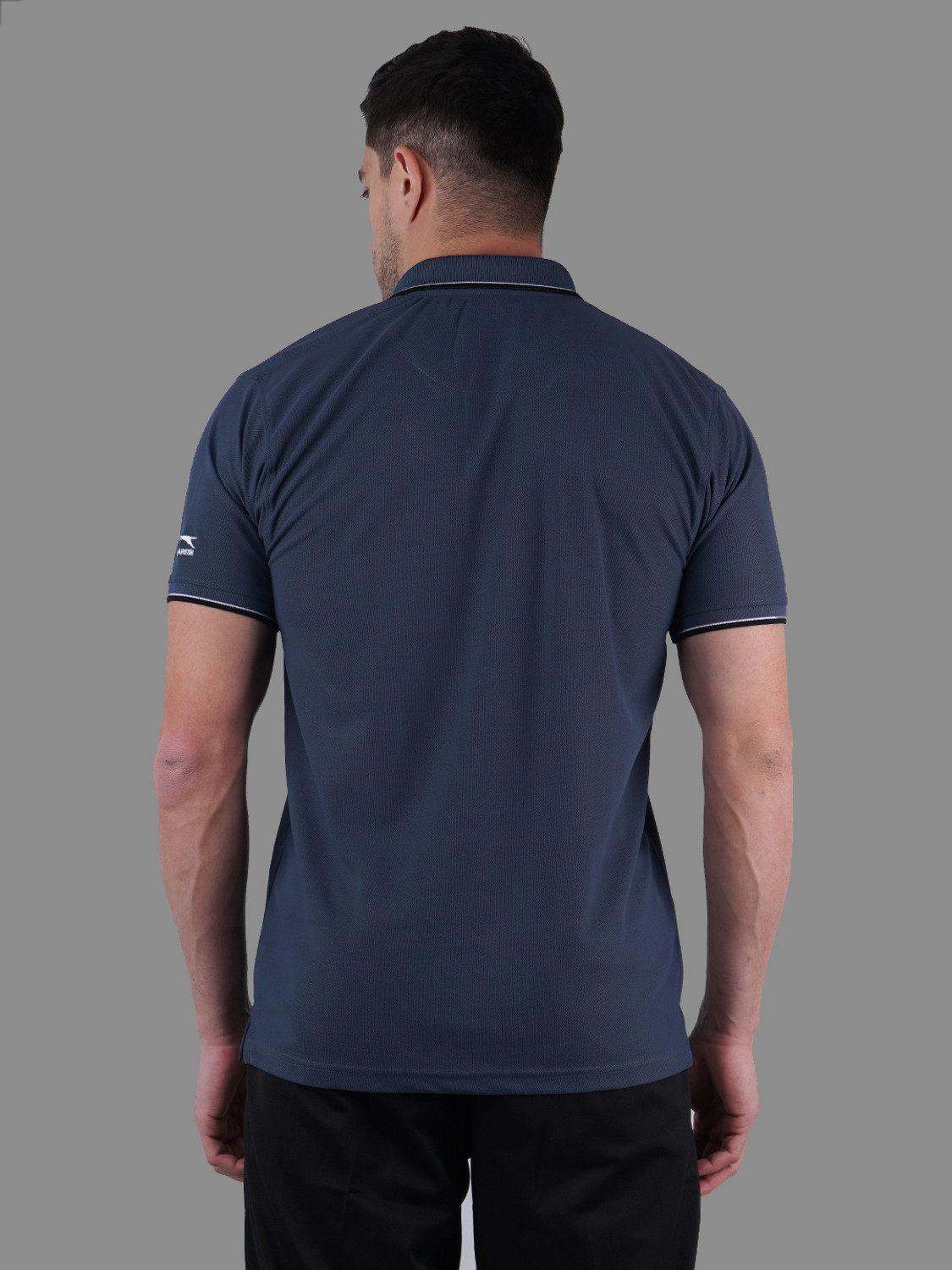 Image of Shiv Naresh Self Design Men Polo Neck Grey T-Shirt