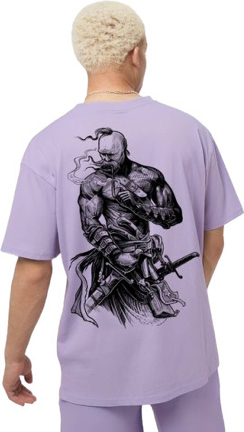 BUKKL Printed Men Round Neck Purple T-Shirt