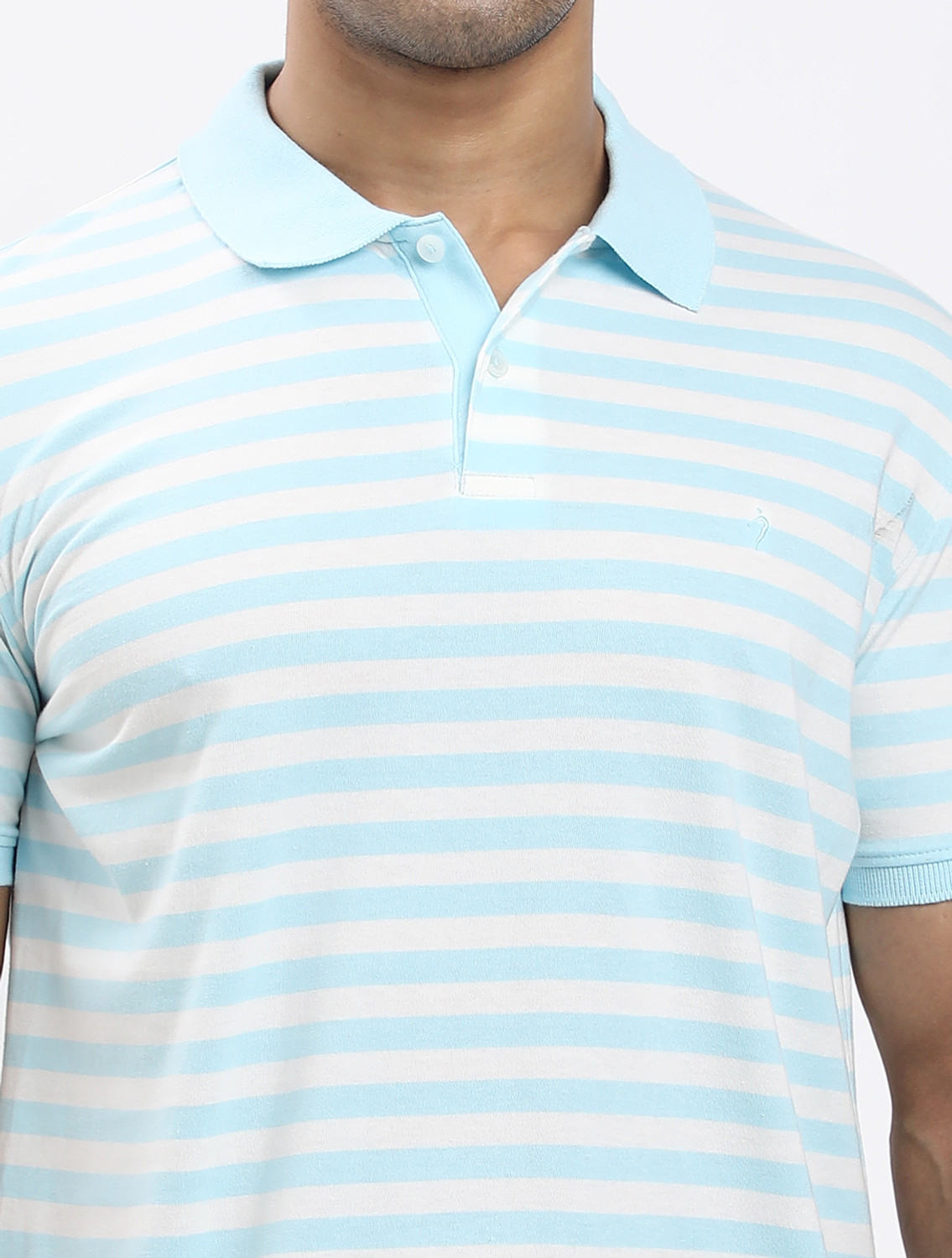 Image of INDIAN TERRAIN Striped Men Polo Neck Blue T-Shirt