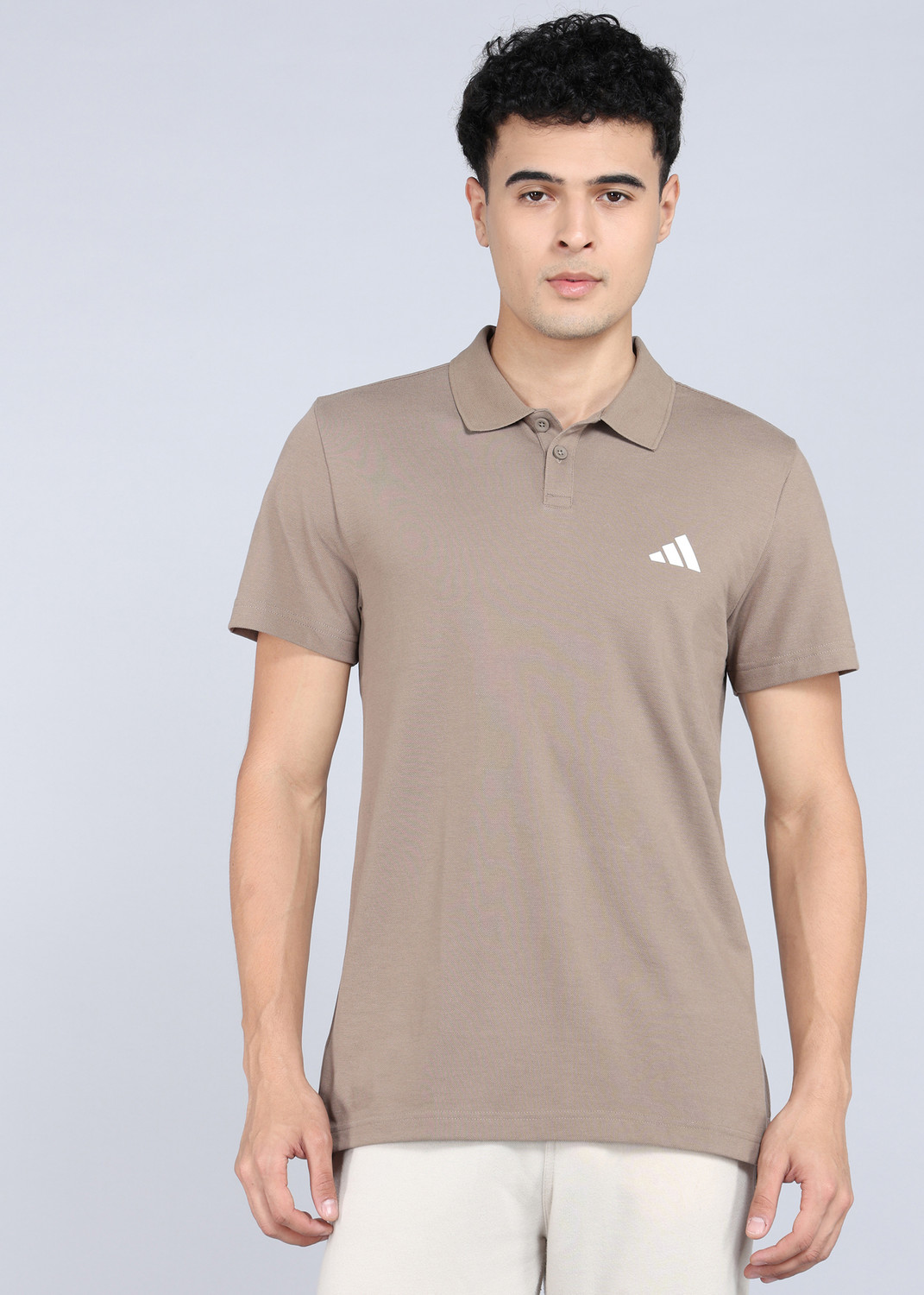 Image of ADIDAS Printed Men Polo Neck Beige T-Shirt
