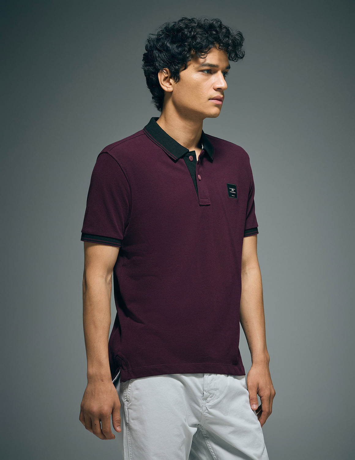 Image of FLYING MACHINE Solid Men Polo Neck Red T-Shirt