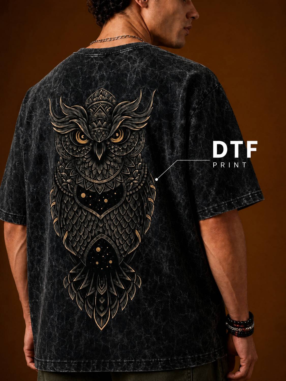 Woops Men Black Graphic Print T-Shirt - Image 4