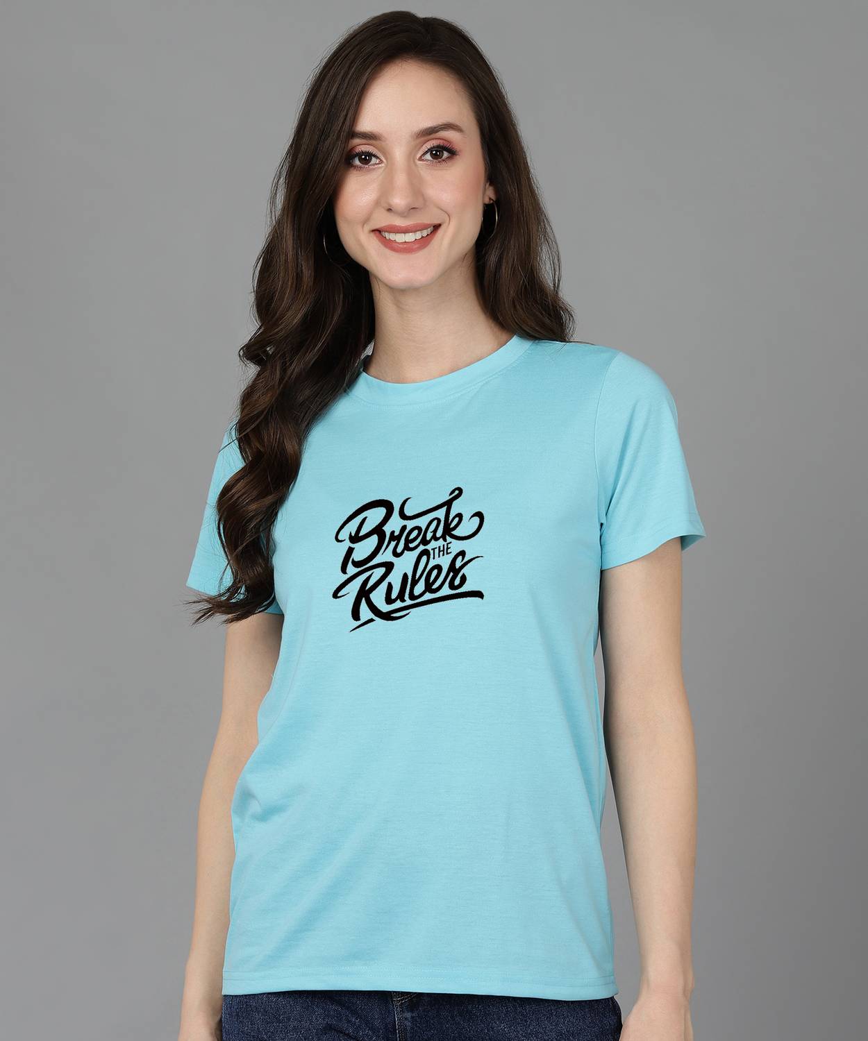 Adyavastram Printed Women Round Neck Blue T-Shirt