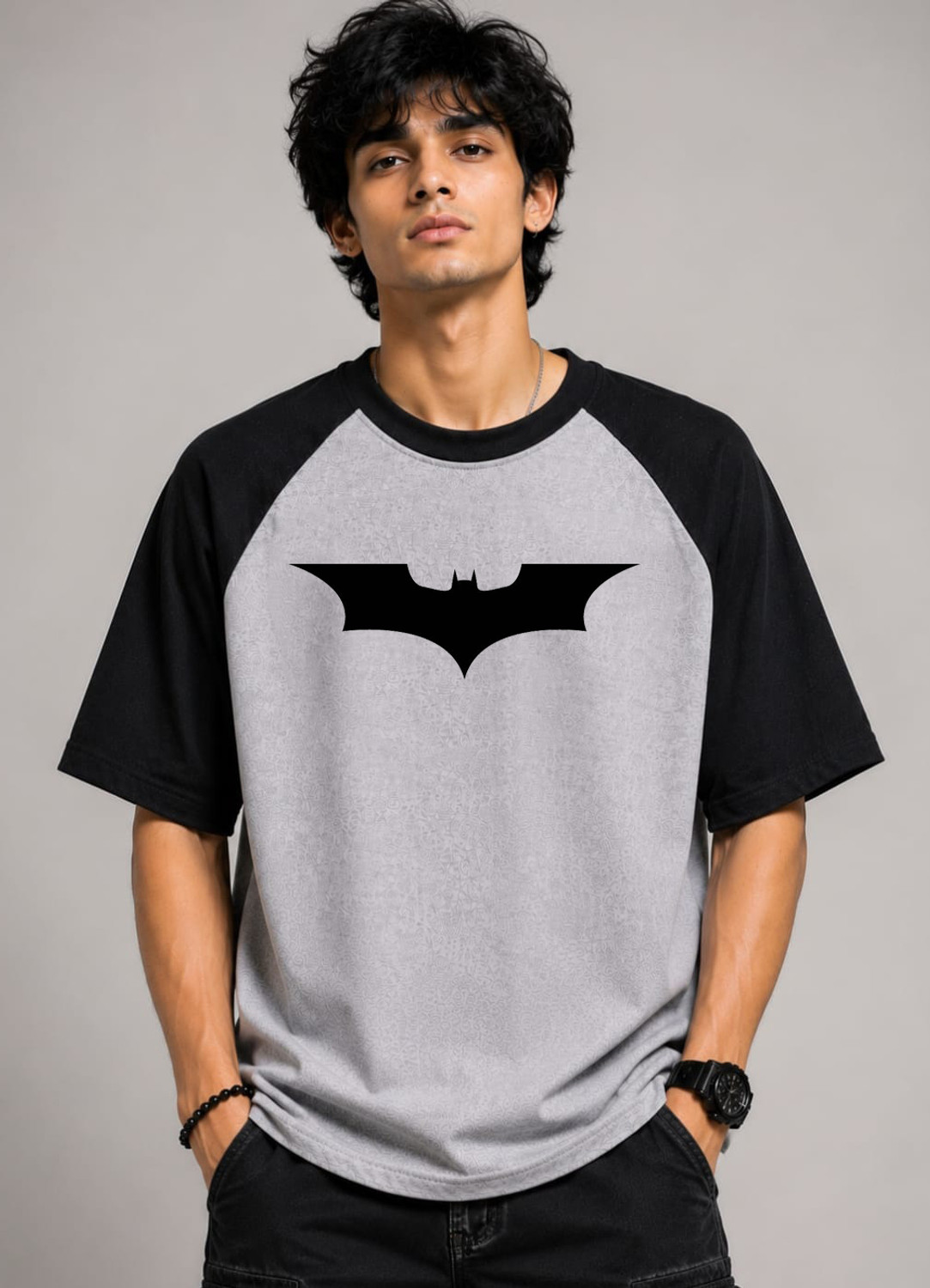 Image of Nexzo Graphic Print Men Round Neck Reversible Grey T-Shirt