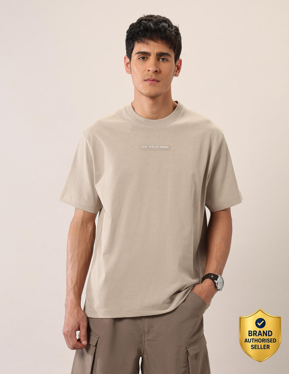Image of U.S. Polo Assn. Denim Co. Solid Men Crew Neck White T-Shirt